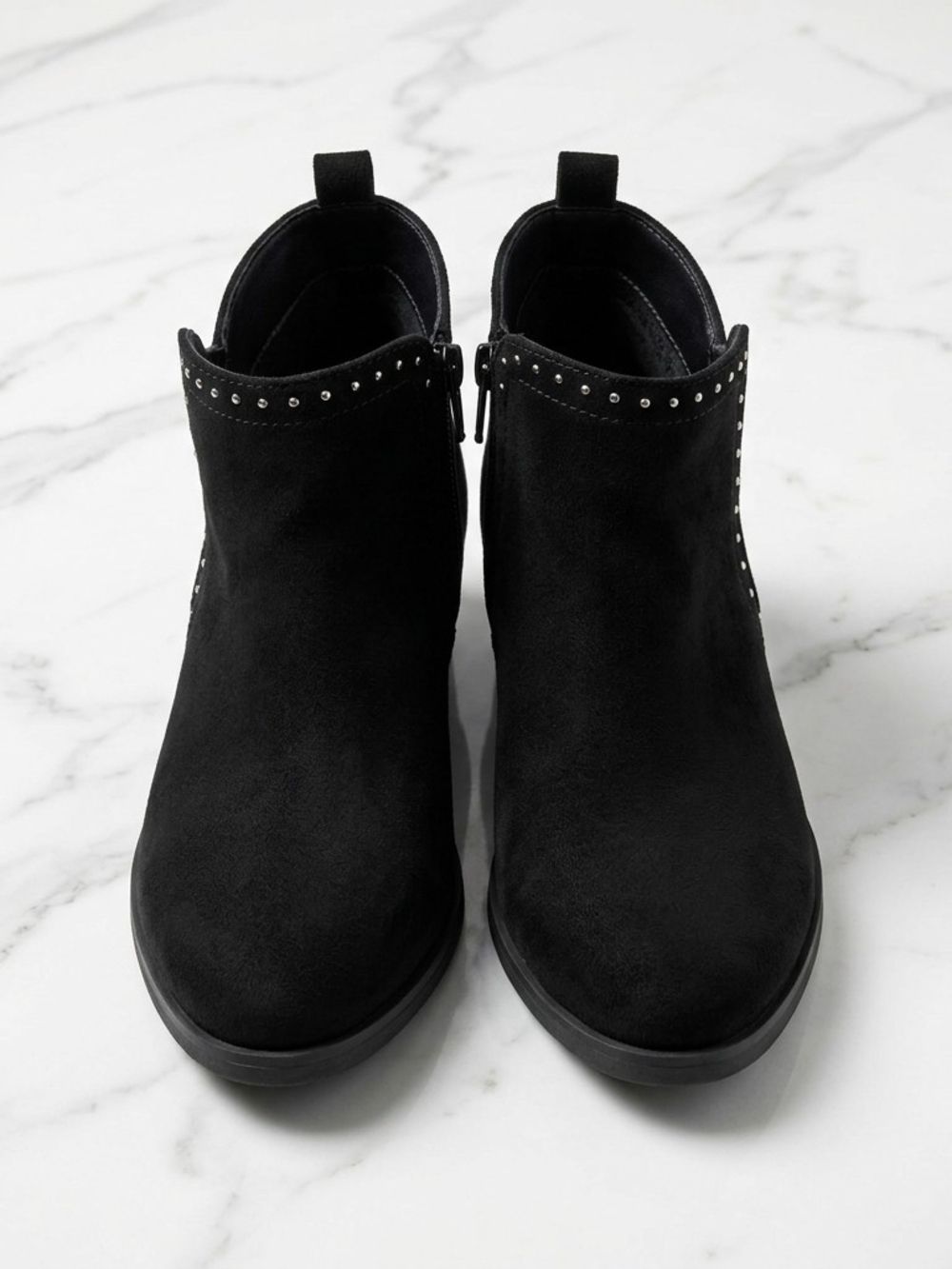 Kohl's Black Suede Ankle Booties with Stud Trim